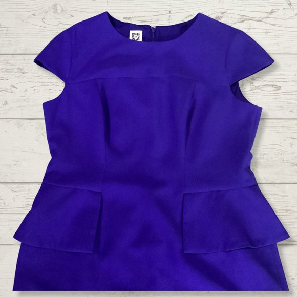 ANNE KLEIN Dress with Peplum faux pocket - Blue - Size 14 - Picture 1 of 3